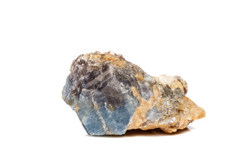 Macro mineral stone Corundum in rock a white background