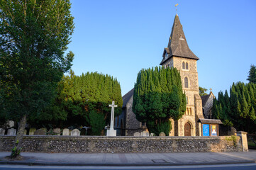 St Mary the Virgin Church on Hayes Street in Hayes, Kent, UK. This flint church was originally built in the 13th century and is Church of England. Hayes is in the Borough of Bromley in Greater London.
