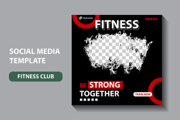 Modern Gym , Fitness social media post template, Fitness gym social media post banner square flyer template. Editable sports yoga digital marketing web banner design