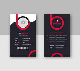 Dark business id card template with minimalist elements.