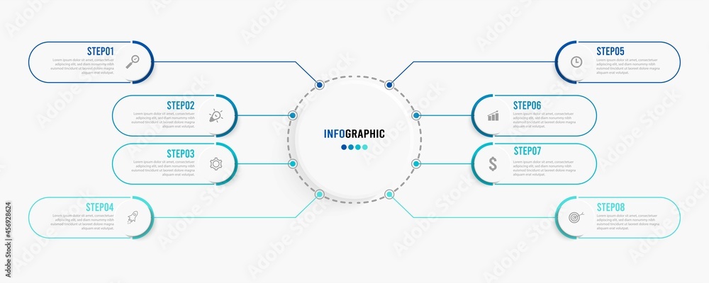 Wall mural business data visualization. process chart. abstract elements of graph, diagram with steps, options,