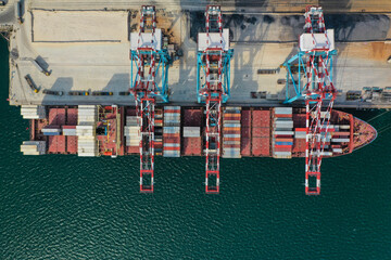 loading a container ship in the port
