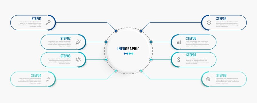 Business data visualization. Process chart. Abstract elements of graph, diagram with steps, options, parts or processes. Vector business template for presentation. Creative concept for infographic.
