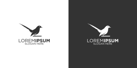 Silhouette magpie bird logo design