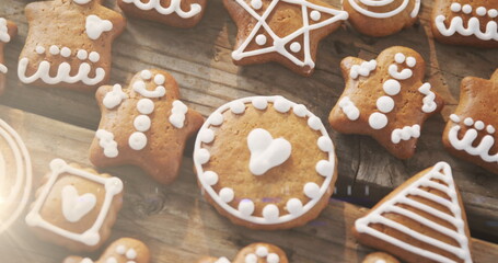 Image of gingerbread cookies on wooden rustic surface