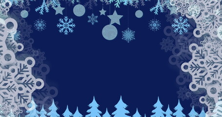 Digital image of snow falling over christmas star