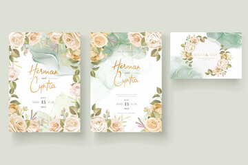 Naklejka na ściany i meble beautiful hand drawn roses wedding invitation card set