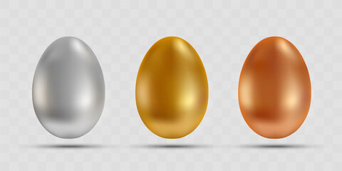 Golden, silver and bronze chicken egg template