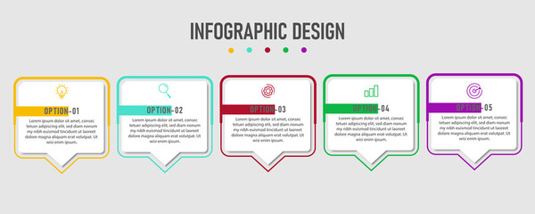 Business infographics design template. timeline with 5 steps, options