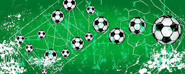 Soccer or Football illustration ,background, concept or banner, grungy style vector mockup