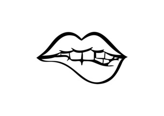 drawing of lips on white background