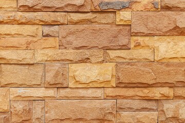 Rough surface brown sandstone wall tiles texture and background seamless