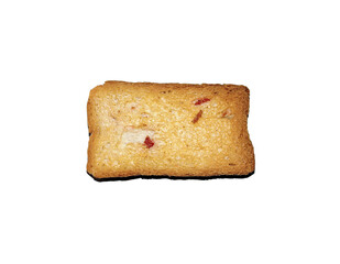 Fruit rusk close up in white background.