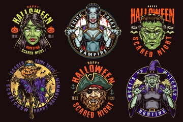 Happy Halloween colorful labels