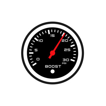 Boost gauge glyph icon. Clipart image isolated on white background
