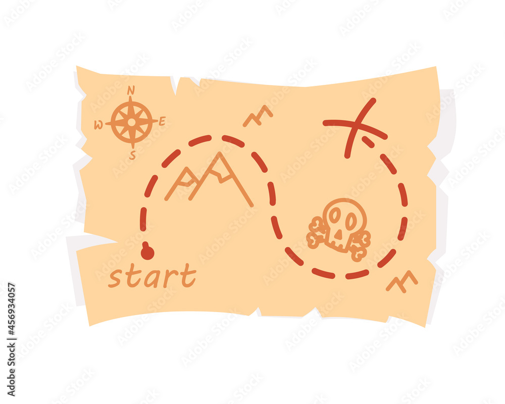 Canvas Prints treasure hunt map with trail simple icon. clipart image isolated on white background