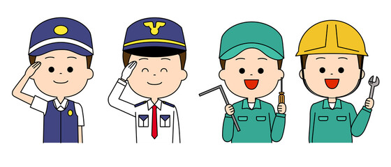 動きのあるいろいろな職業　警備と工業