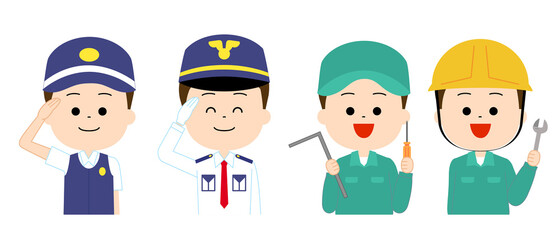 動きのあるいろいろな職業　警備と工業