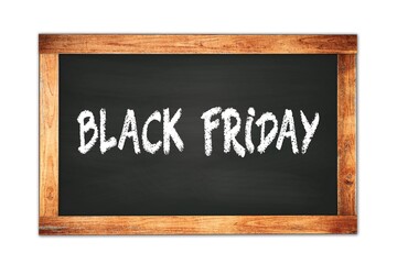 Obraz premium BLACK FRIDAY text written on wooden frame school blackboard.