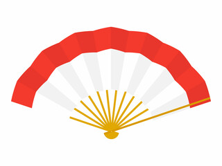年賀状素材 紅白の扇子
