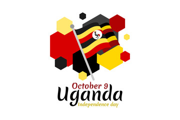 October 9, Independence day of Uganda vector illustration. Suitable for greeting card, poster and banner.