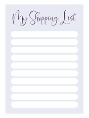 Modern collection of daily weekly monthly planner printable template. Collection of note paper, to do list, stickers templates, shopping list. Blank white notebook page A4. Colorful shopping list