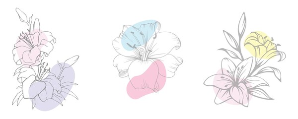 Creative minimalist hand draw floral abstract art background . Modern aesthetic illustrations. Bohemian style Collection of contemporary artistic Design for wall decoration, postcard, poster, brochure