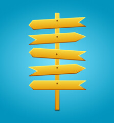Yellow way icon isolated on blue background. Concept for vacation planning.