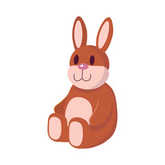 Hare toy  on white background. Cartoon illustration, vector.