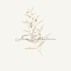 Chic floral banner or card with leaves branch 
