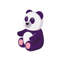 Panda toy on white background. Cartoon illustration, vector.