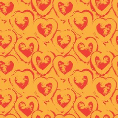 Obraz na płótnie Canvas Heart shaped brush stroke seamless pattern background