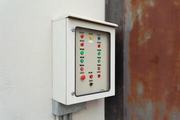 An electric switch panel or electrical switchgear. Industrial power plant. Machinery control. Power...