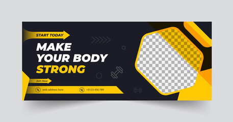 Fitness web banner and social media template