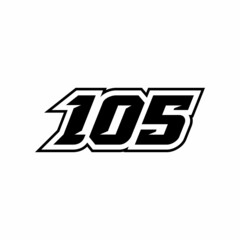 Racing number 105 logo on white background