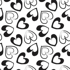 Heart shaped brush stroke seamless pattern background