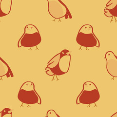Cute yellow birds seamless pattern background print. Vector illustration. For kids or home decor projects. Surface pattern design.