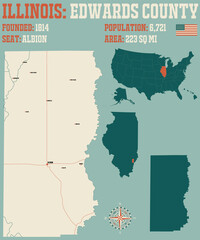 Obraz premium Large and detailed map of Edwards county in Illinois, USA.