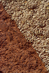 ground and instant coffee close-up