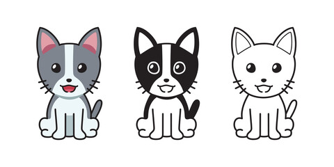 Set of vector character cartoon cat for design.