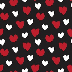 Plakat Heart shaped brush stroke seamless pattern background