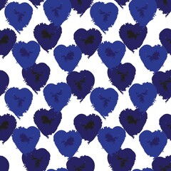 Heart shaped brush stroke seamless pattern background