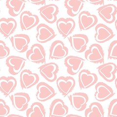 Heart shaped brush stroke seamless pattern background