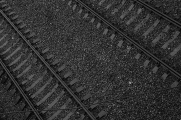 railway tracks in black and white