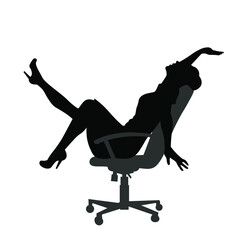 Happy business woman relaxing in the chair silhouette vector illustration