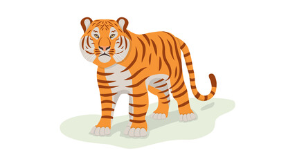 Tiger is walking. Isolated on a white background. The symbol of the new 2022. Vector. Cartoon style