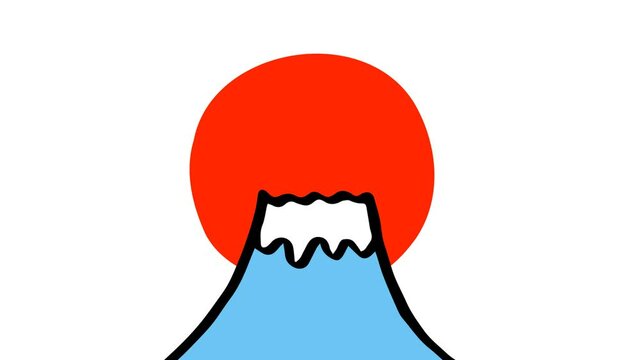 かわいい日本の富士山と2022HAPPYNEWYEARのアニメーション／手書き動画