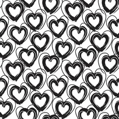 Heart shaped brush stroke seamless pattern background
