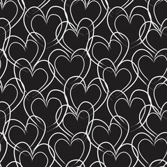Heart shaped brush stroke seamless pattern background