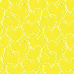 Wall murals Yellow Heart shaped brush stroke seamless pattern background